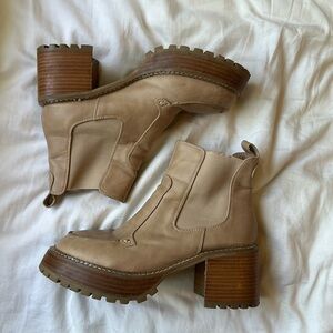 Brown / Wood / Leather chunky boots